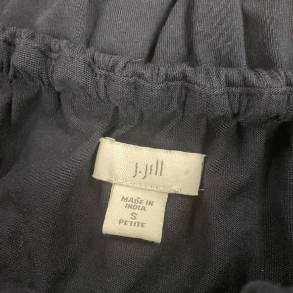 J.Jill Womens Off Shoulder Ruffle Blouse 3/4 Sleeve Navy Size Small Petite - Picture 8 of 9